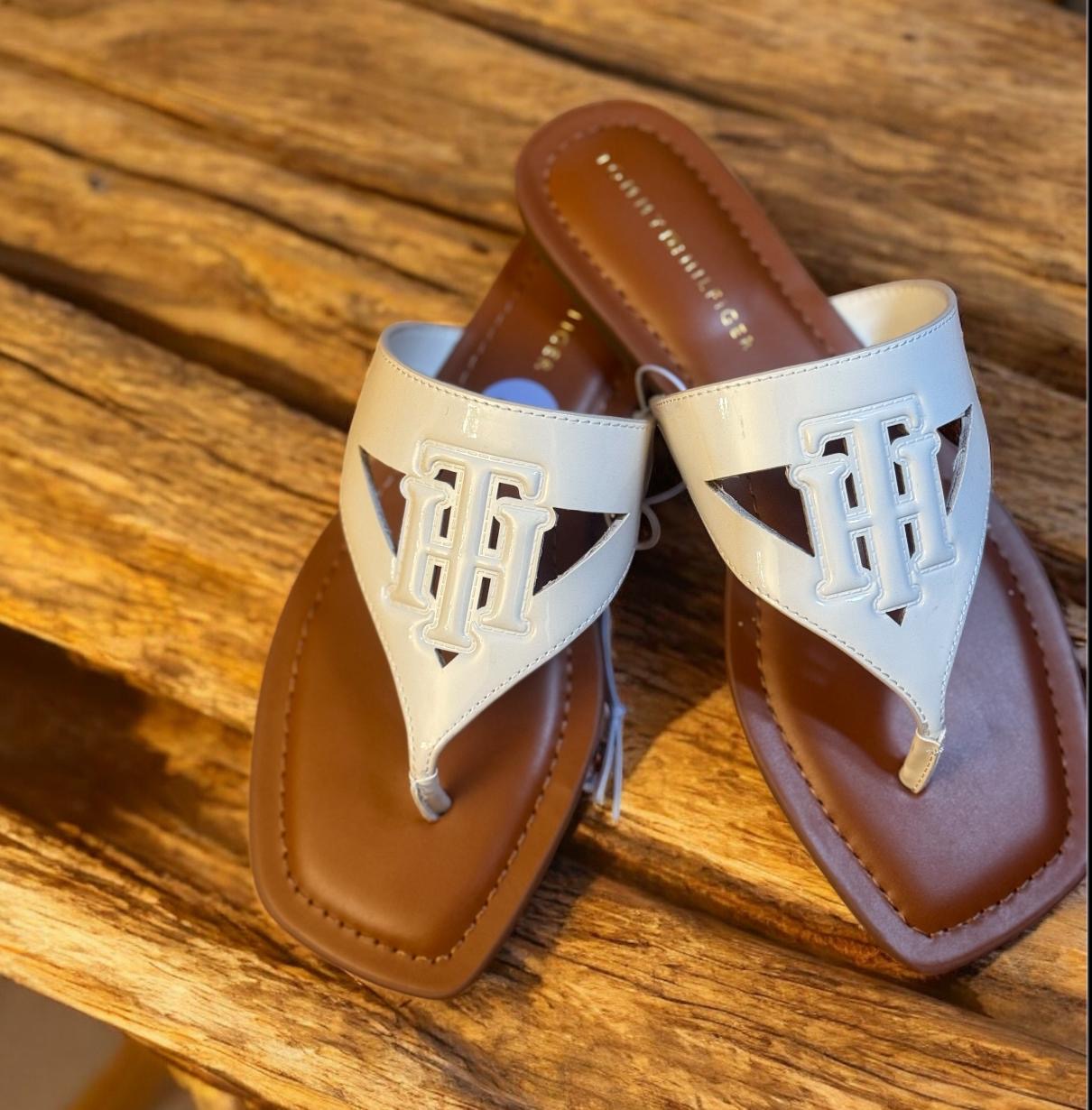 Tommy Hilfiger Tremmy cutout logo sandals ivory