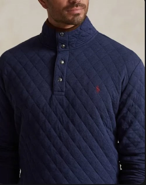 Ralph Lauren Quilted Double Knit Jersey Pullover Navy