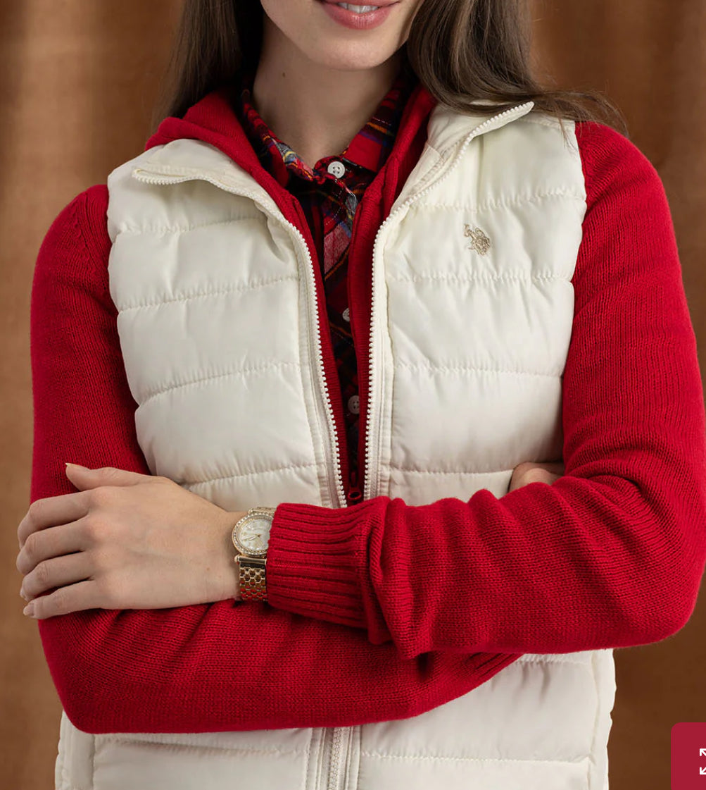 US Polo Fur Lined Vest Vanilla-PO