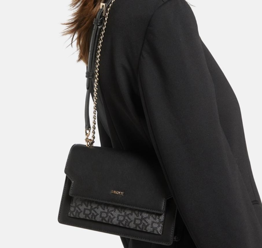DKNY Millie flap shoulder bag black monogram-PO