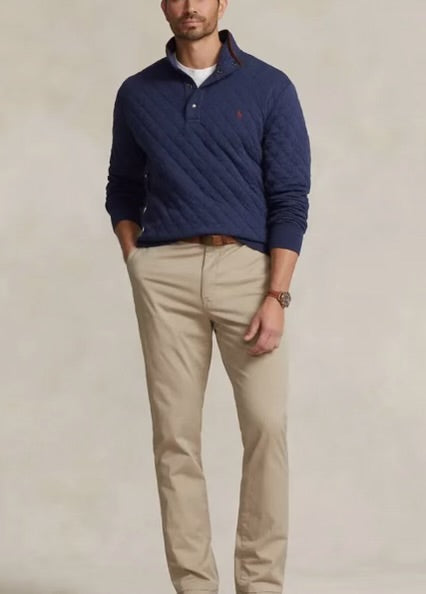 Ralph Lauren Quilted Double Knit Jersey Pullover Navy