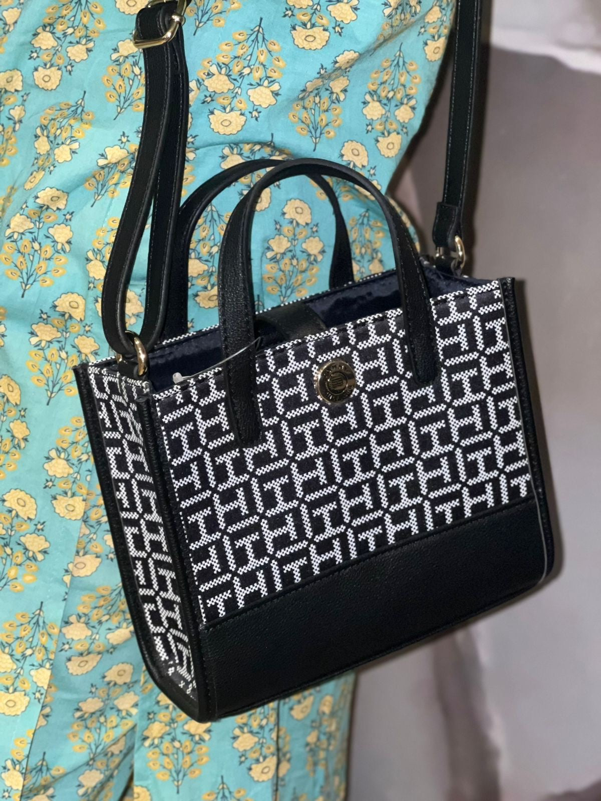 Tommy Hilfiger monogram color block satchel