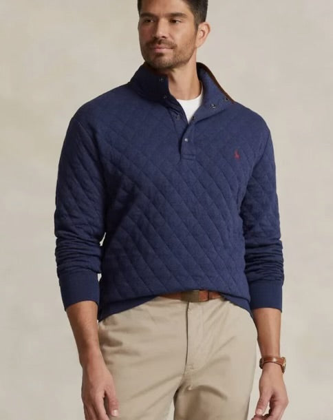 Ralph Lauren Quilted Double Knit Jersey Pullover Navy