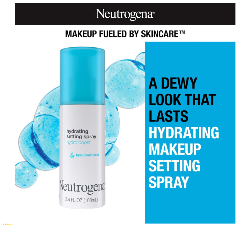 Neutrogena Hydro Boost Hydrating Makeup Setting Spray with Hyaluronic Acid, Longwear Facial Mist for Glowing Skin, 3.4 fl. oz
