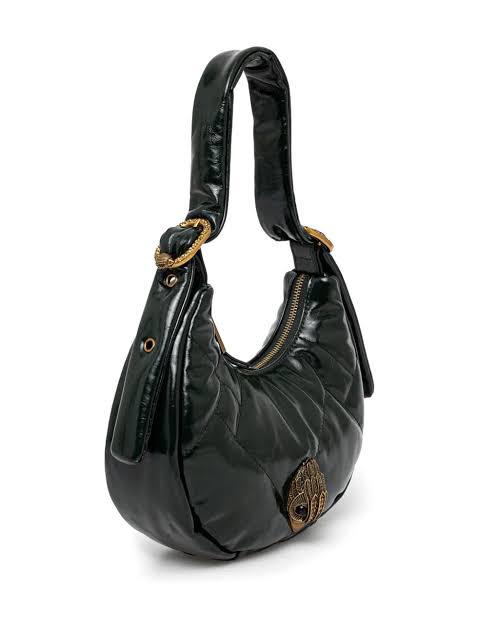 Kurt Geiger London Puff Quilted Leather Hobo Bag Open Green