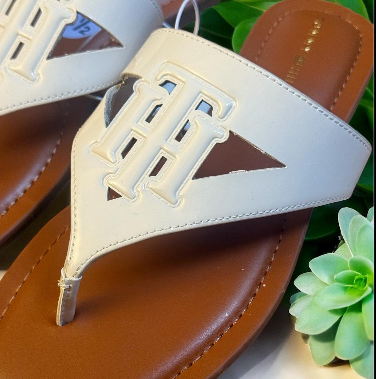 Tommy Hilfiger Tremmy cutout logo sandals ivory