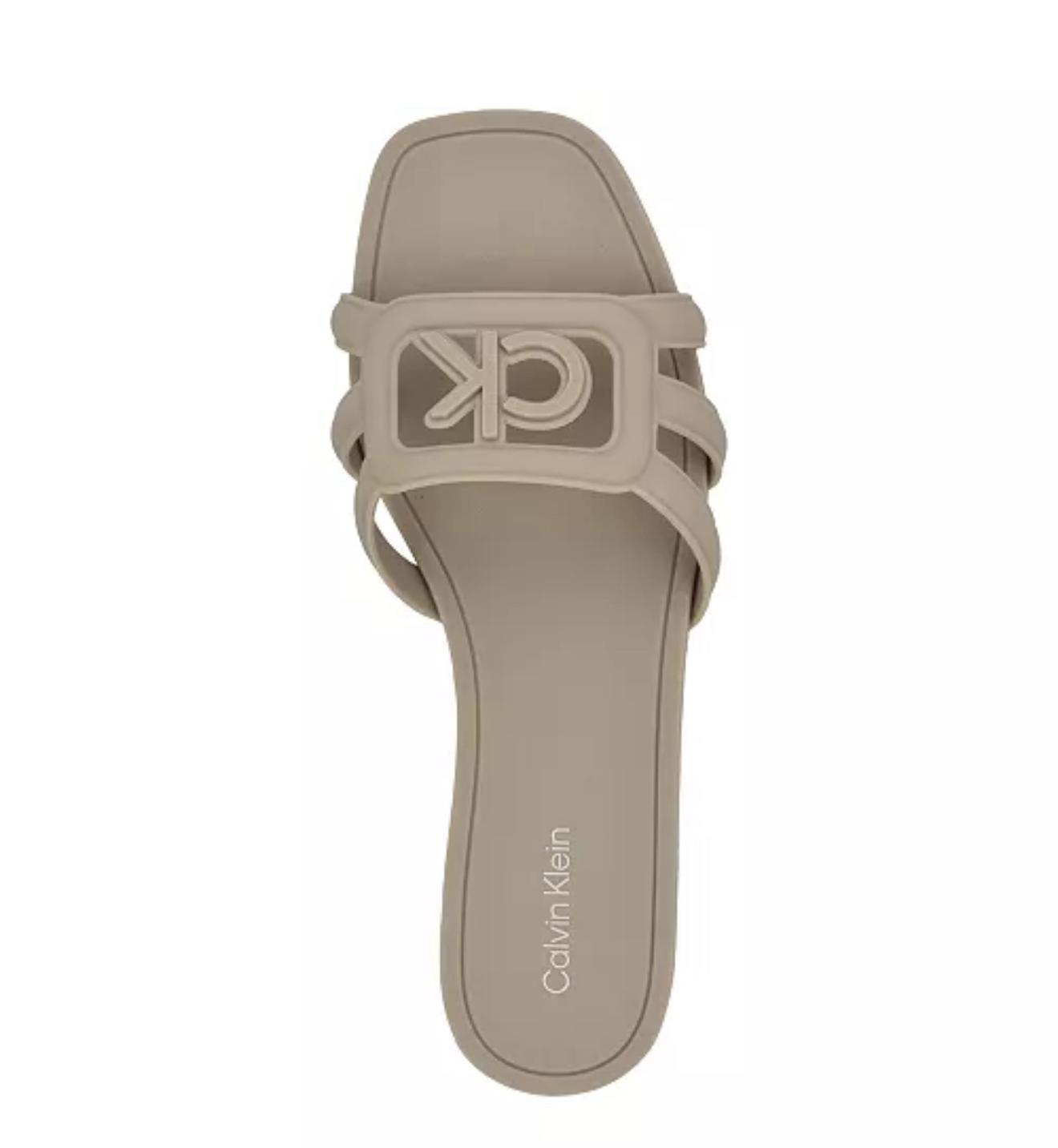 Calvin klein Yoana Logo Slip-On Jelly Flat Sandals Taupe