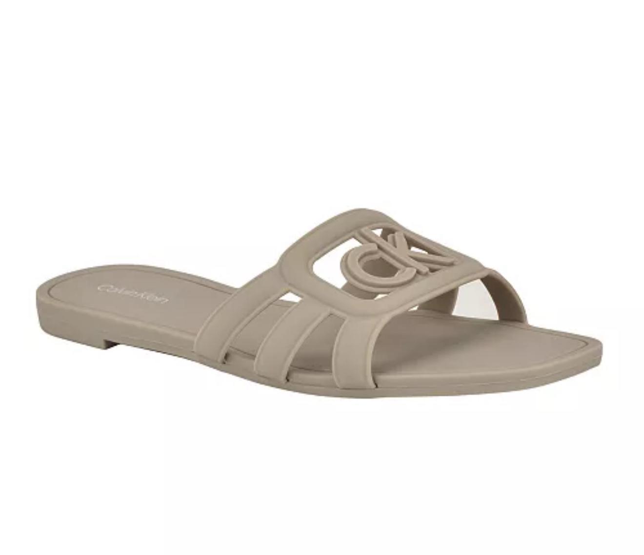 Calvin klein Yoana Logo Slip-On Jelly Flat Sandals Taupe