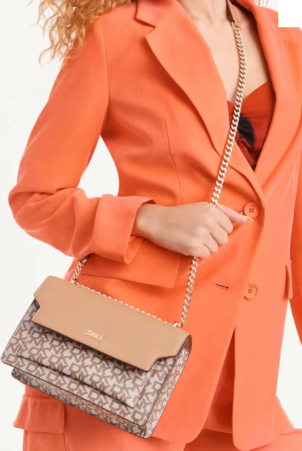 DKNY Millie Flap Shoulder Bag Brown Monogram- PO