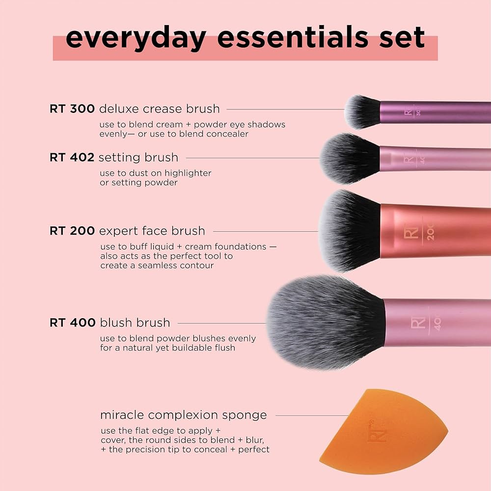 Real Techniques 5 Piece Everyday Essentials Makeup Brush Set