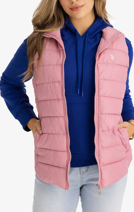 US Polo Cozy Fur Lined Vest Mauve Pink-PO