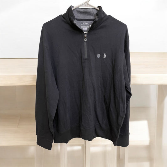 Ralph Lauren Quarter Zip Black Grey Pony-PO