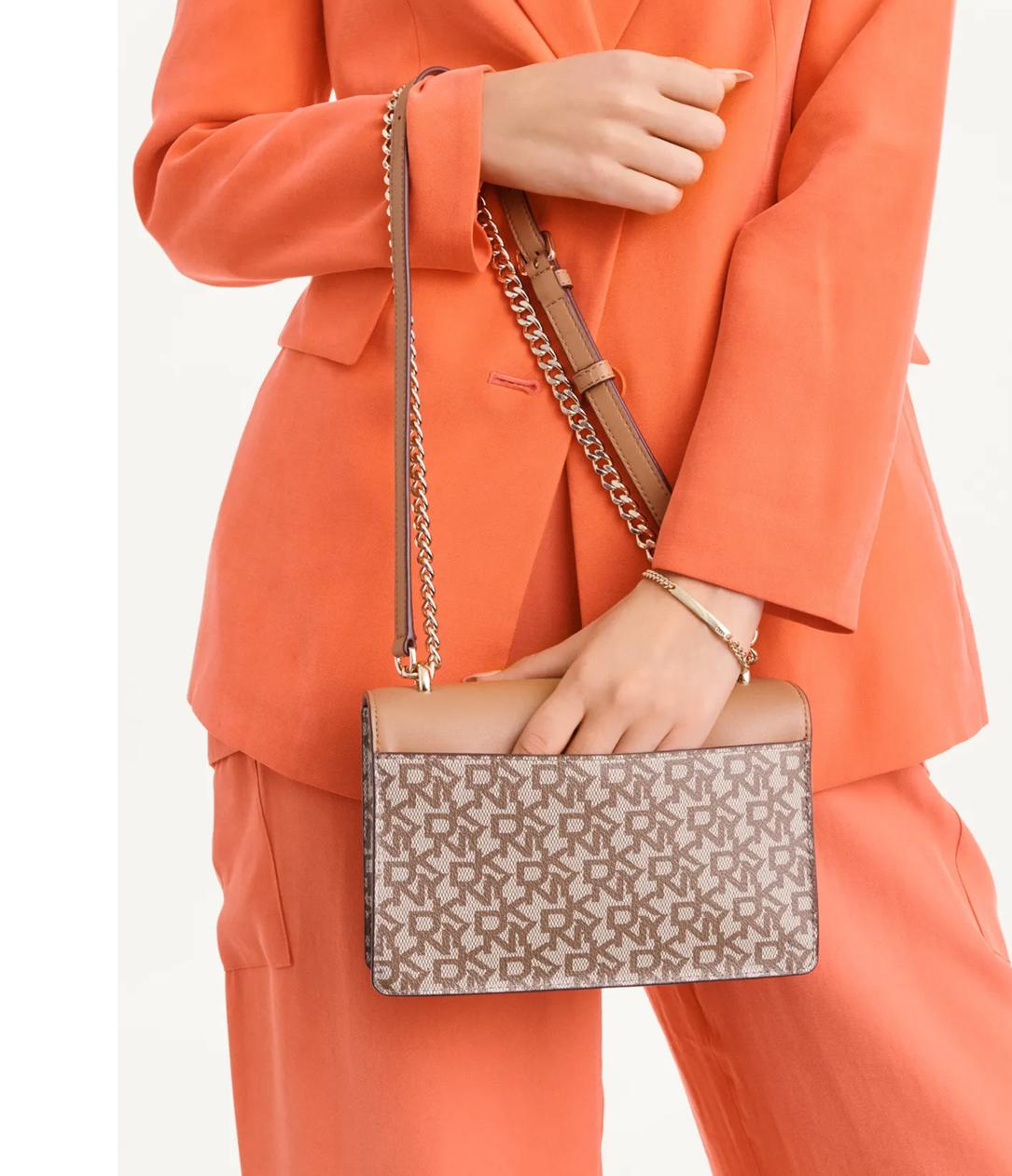 DKNY Millie Flap Shoulder Bag Brown Monogram- PO