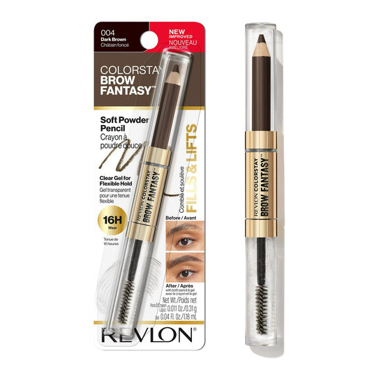 Revlon ColorStay Brow Fantasy, Eyebrow Pencil with Clear Shaping Gel, 004 Dark Brown*