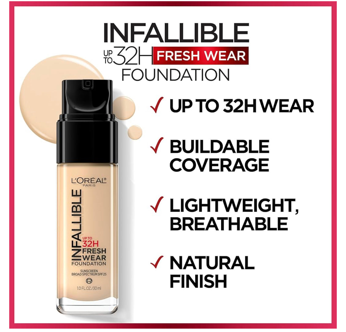 L'Oreal Paris Makeup Infallible Up to 32 Hour Fresh Wear Lightweight Foundation*