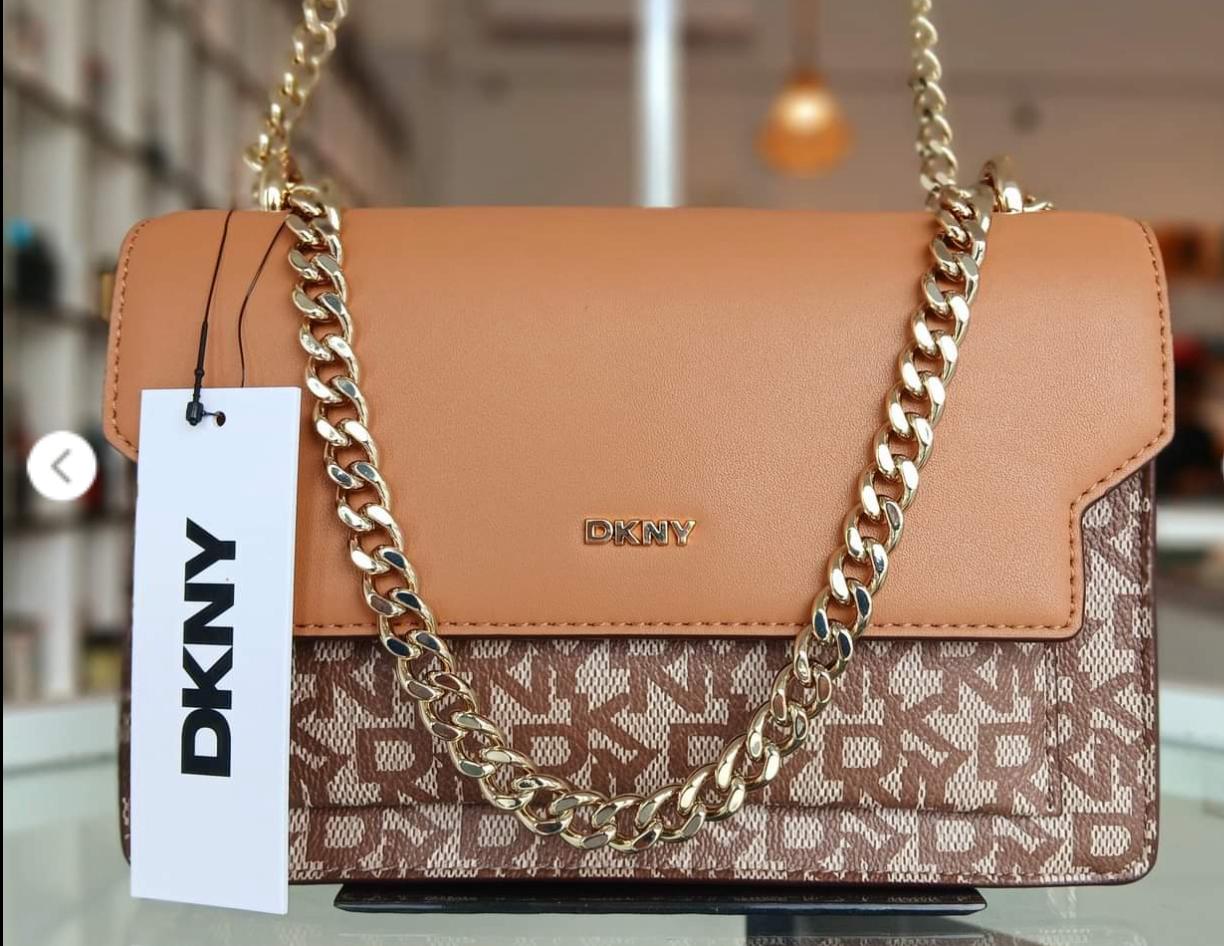 DKNY Millie Flap Shoulder Bag Brown Monogram- PO