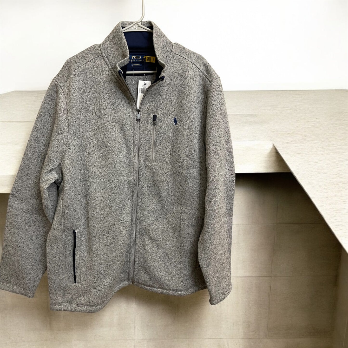 Ralph Lauren Ribbed Zipper Jacket Heather Grey-PO