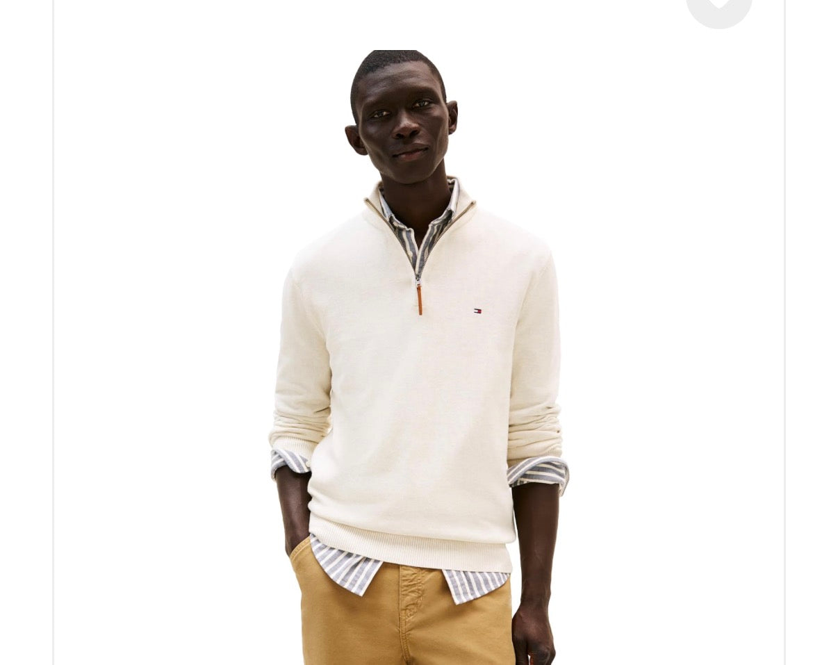 Tommy Hilfiger Men’s Ivory Quarter Zip*