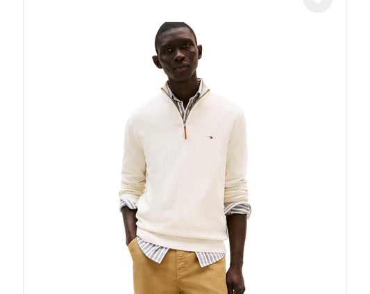 Tommy Hilfiger Men’s Ivory Quarter Zip*