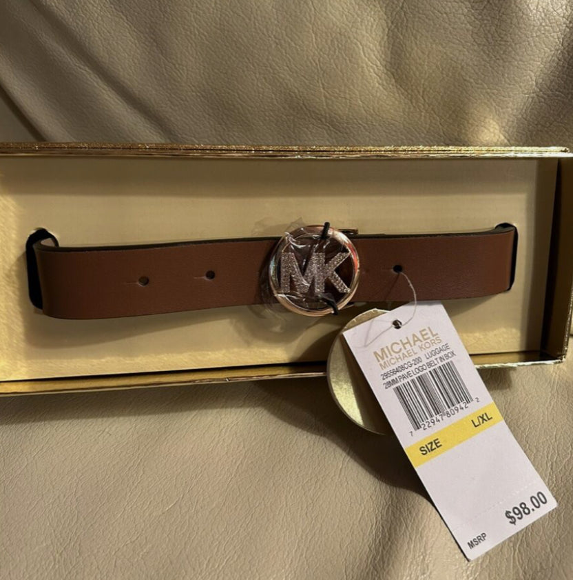 Michael Kors Pave Logo Belt Brown