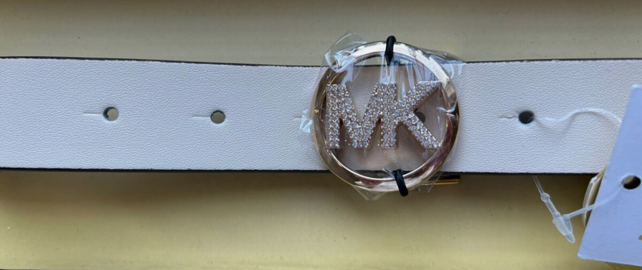 Michael Kors Pave Logo Belt Lt Cream-PO