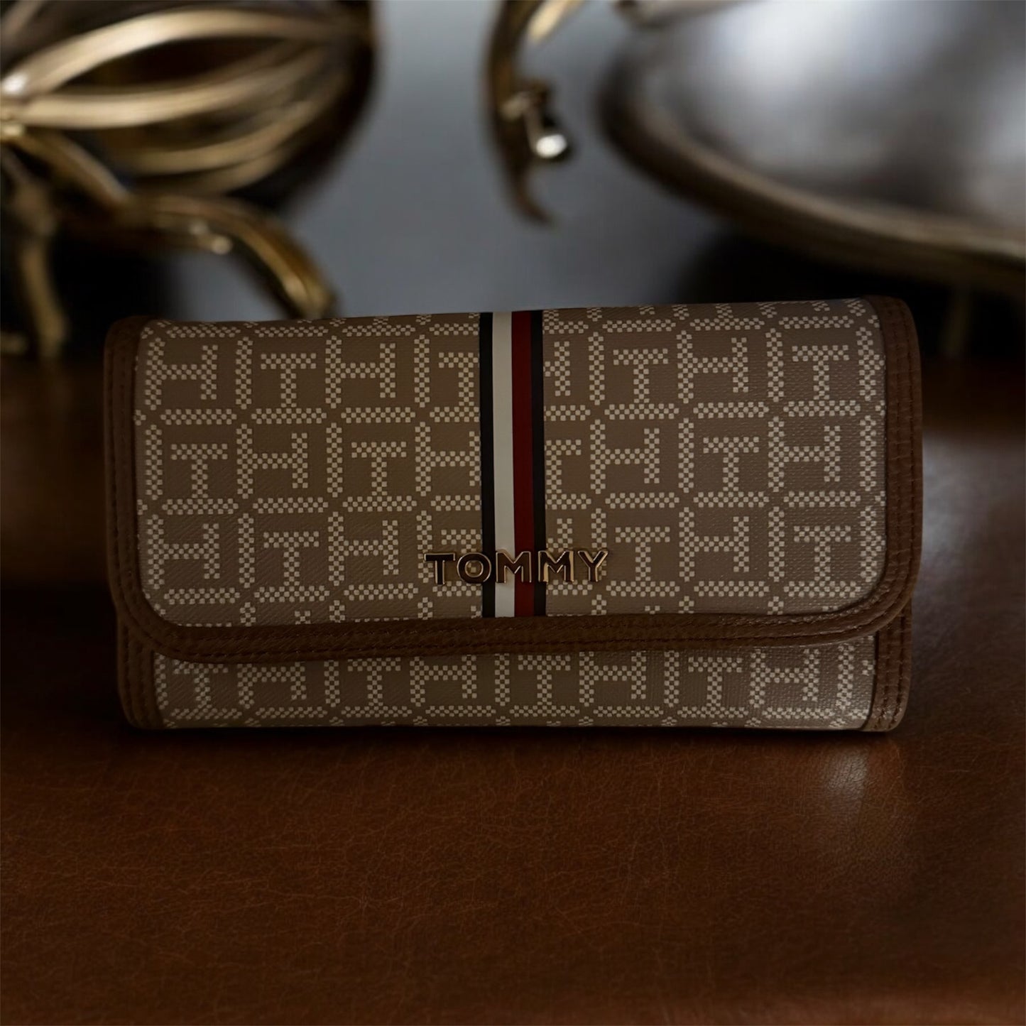 Tommy Hilfiger Beige Monogram Wallet-PO