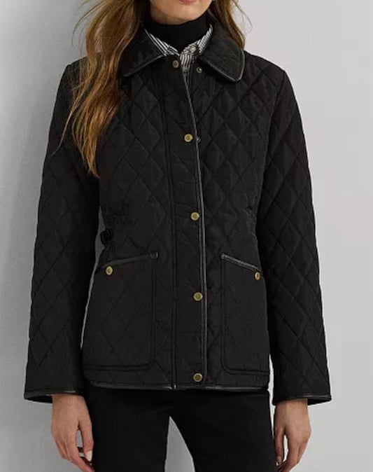 Lauren Ralph Lauren Women's Quilted Velboa Lined Coat in black
