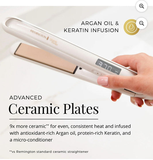 Remington Shine Therapy Argan Oil & Keratin Infused 1 inch plate Hair Straightener/Flat Iron- PO