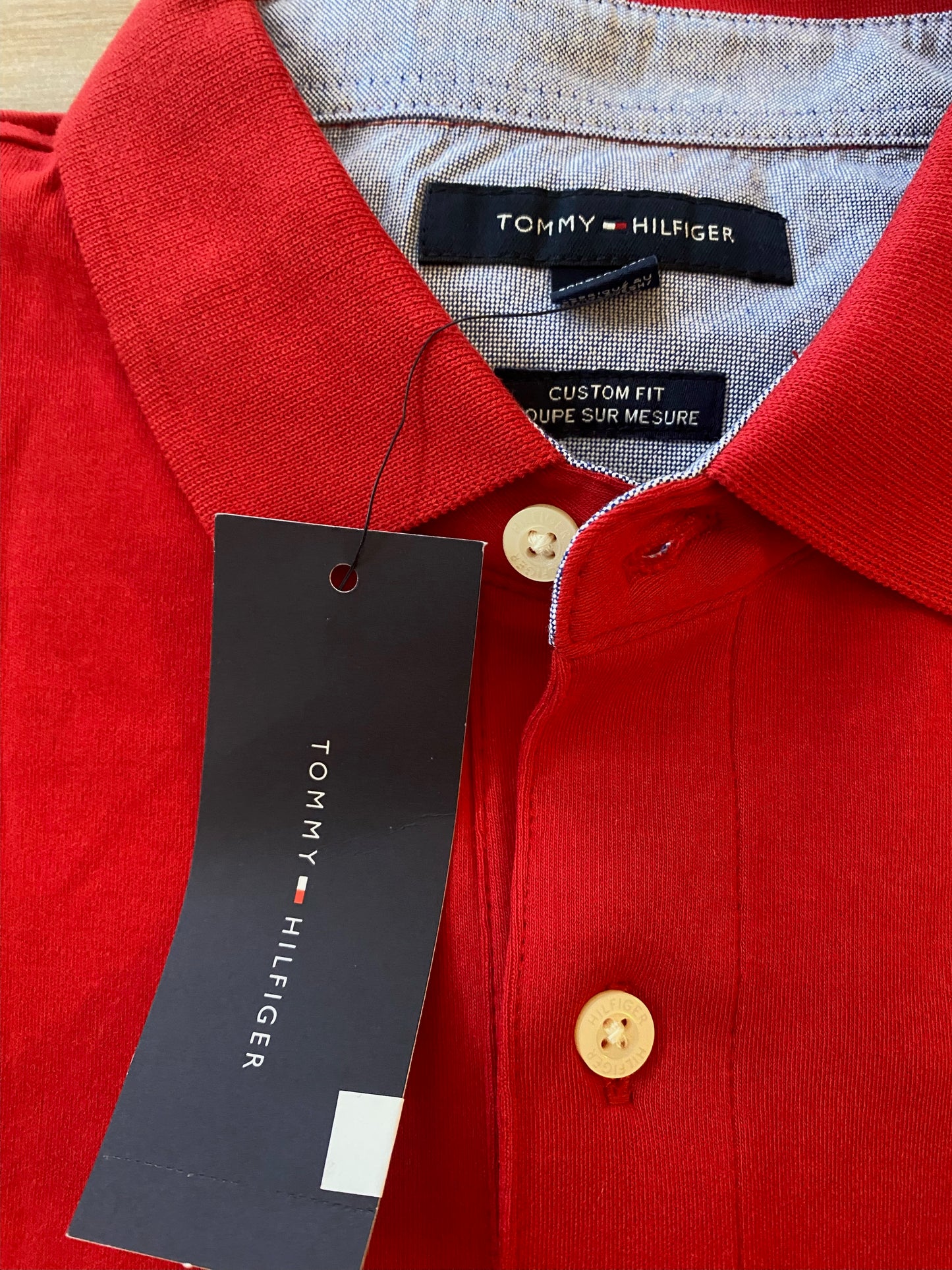 Tommy Hilfiger Red & White Color Block Polo