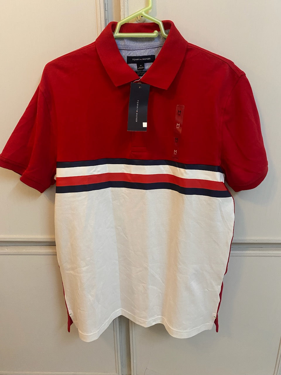 Tommy Hilfiger Red & White Color Block Polo