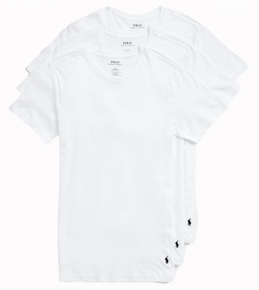 Ralph Lauren plain white tee, logo at bottom - 3 per pack