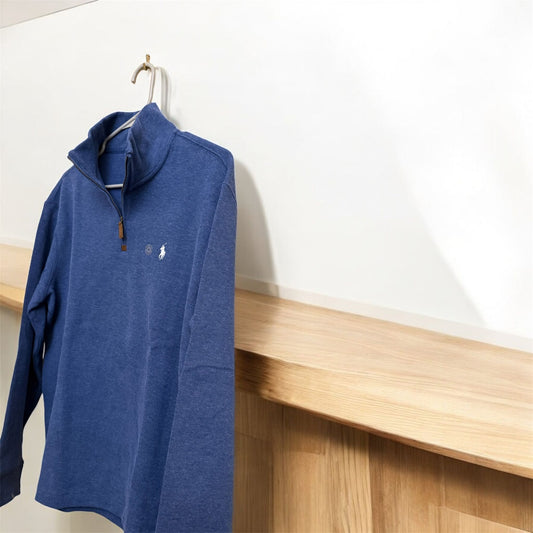 Ralph lauren ribbed quarter zip heather blue - PO