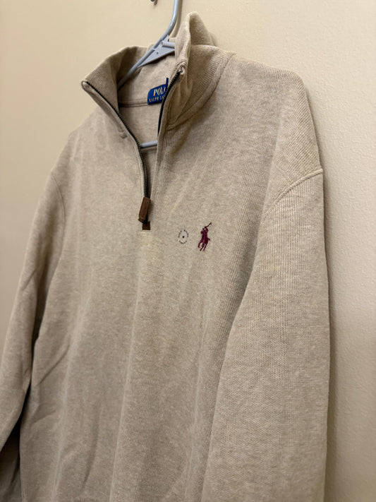 Ralph Lauren ribbed quarter zip burgundy pony - PO