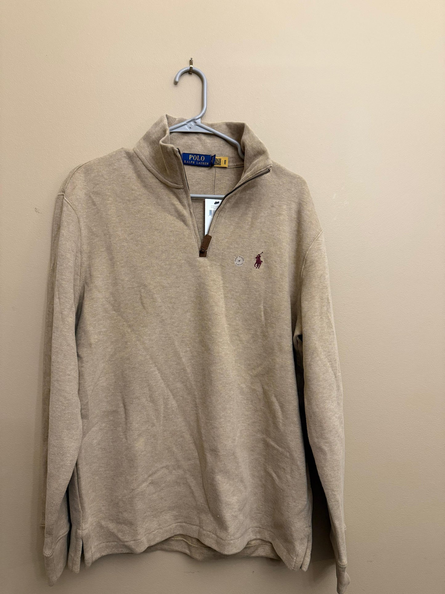 Ralph Lauren ribbed quarter zip burgundy pony - PO