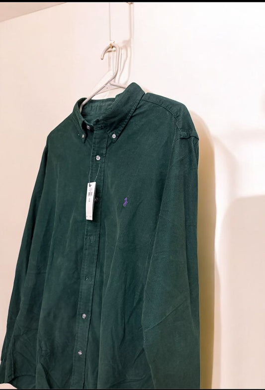 Ralph lauren corduroy classic green button down - PO