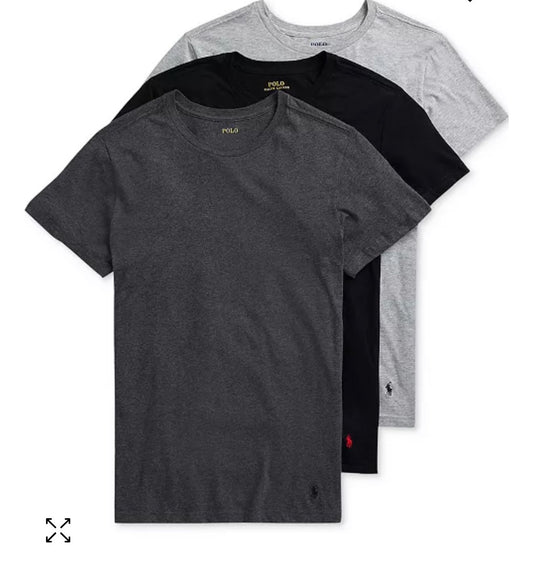 Ralph Lauren soft breathable 3 pack t shirts black, light grey, dark grey - PO