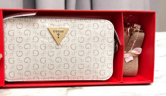 Guess la rosa crossbody bag ivory/pink - PO