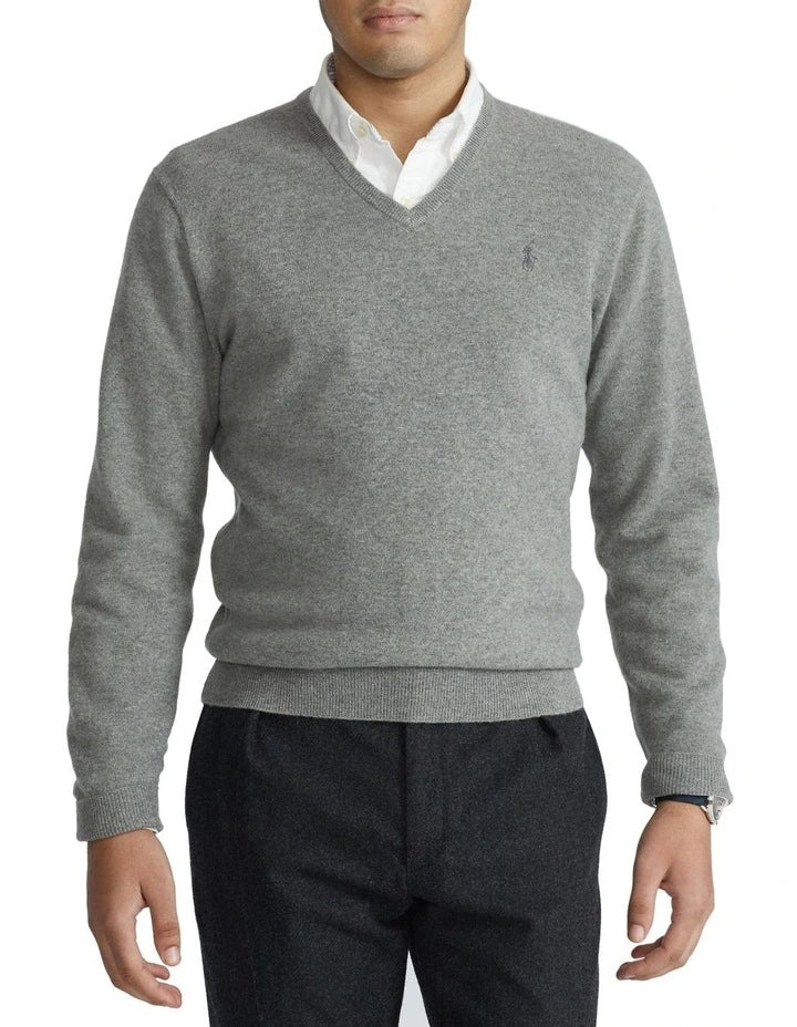 Ralph Lauren V-neck Sweater - Heather Grey