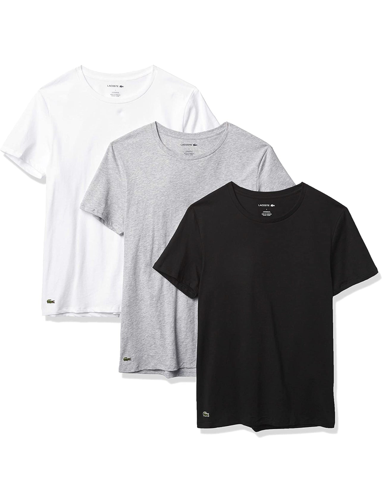 Lacoste Men's Essentials 3 Pack 100% Cotton Slim Fit Crewneck T-Shirts